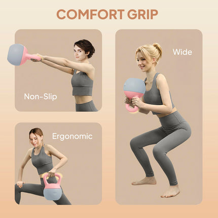SPORTNOW 6KG Soft Kettlebell, Kettlebell with Non-Slip Handle for Home Gym, Weight Lifting, Strength Training, Pink/Grey