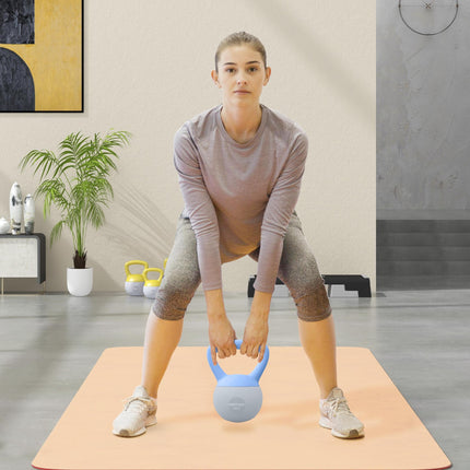 4KG Soft Kettlebell, Kettlebell with Non-Slip Handle for Home Gym, Weight Lifting, Strength Training, Light Blue/Grey