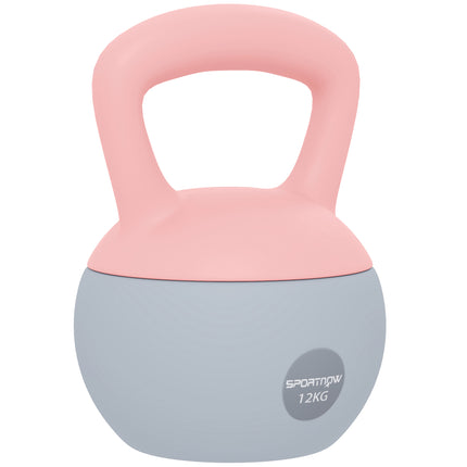 12KG Soft Kettlebell, Kettlebell with Non-Slip Handle for Home Gym, Weight Lifting, Strength Training, Pink/Grey
