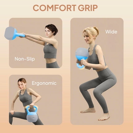 SPORTNOW 8KG Soft Kettlebell, Kettlebell with Non-Slip Handle for Home Gym, Weight Lifting, Strength Training, Light Blue/Grey