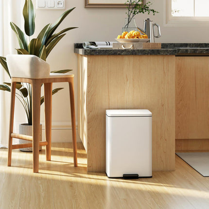 20L Kitchen Bin with Soft-Close Lid and Stay-Open Function, Pedal Bin with Removable Inner Bucket for Kitchen, Office, Home, Cream