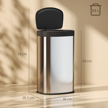 55L Sensor Bin with Soft-Close Lid, Automatic Touchless Motion Sensor Kitchen Bi