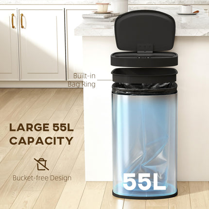 55L Sensor Bin with Soft-Close Lid, Automatic Touchless Motion Sensor Kitchen Bi