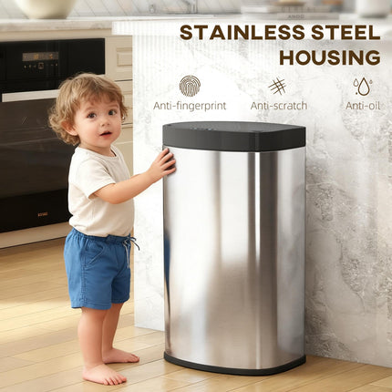 55L Sensor Bin with Soft-Close Lid, Automatic Touchless Motion Sensor Kitchen Bi