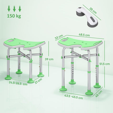 39-51.5cm 'U' Seat Padded Shower Stool - Green