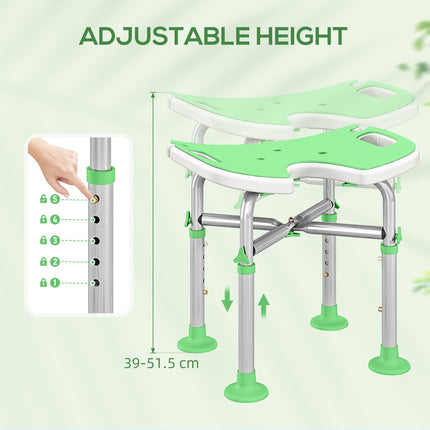 39-51.5cm 'U' Seat Padded Shower Stool - Green