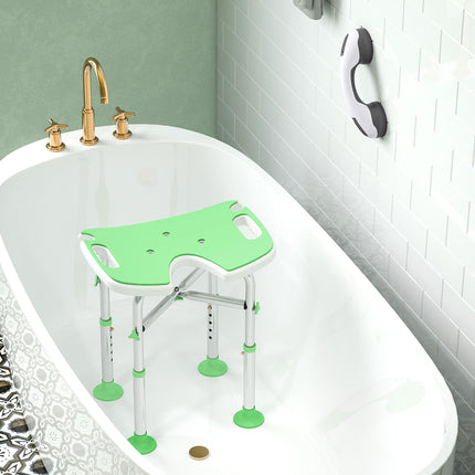 39-51.5cm 'U' Seat Padded Shower Stool - Green