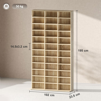 CD Storage Unit with Adjustable Shelves, 102 x 195 cm, Oak Tone