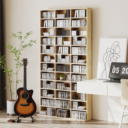 CD Storage Unit with Adjustable Shelves, 102 x 195 cm, Oak Tone