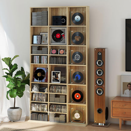 CD Storage Unit with Adjustable Shelves, 102 x 195 cm, Oak Tone