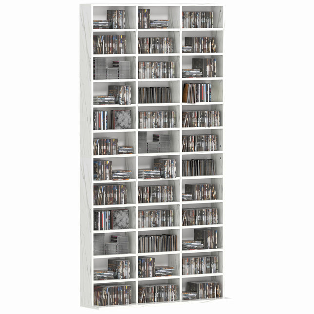 CD Storage Unit with Adjustable Shelves, 102 x 195 cm, Marble Effect
