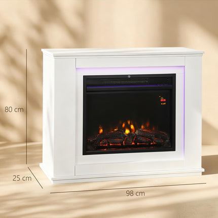 2000W 6824 BTU Faux Flame Fireplace - White