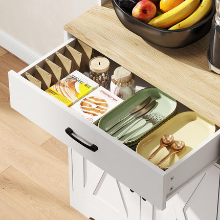 175 cm Tall Kitchen Pantry Cabinet with Microwave Stand, Freestanding Pantry Cupboard, White
