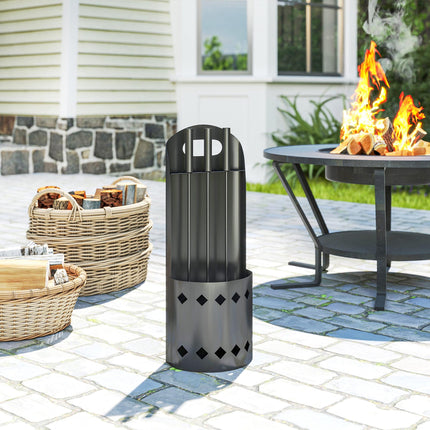 4 Pieces Fireplace Companion Set, Metal Fireplace Accessories Fireside Companion Set with Broom, Shovel, Poker, Bucket, Black