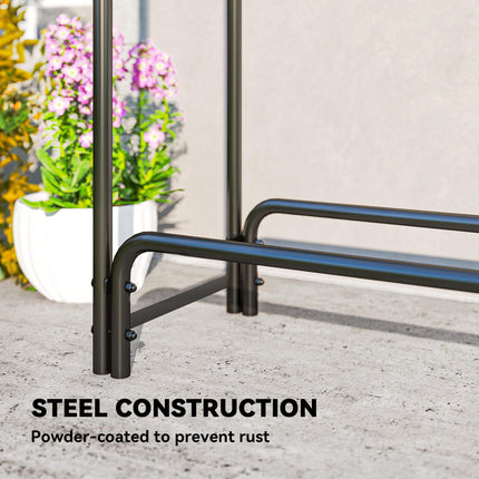 Firewood Rack with Waterproof Cover, Heavy Duty Metal Log Store Indoors, Log Sto