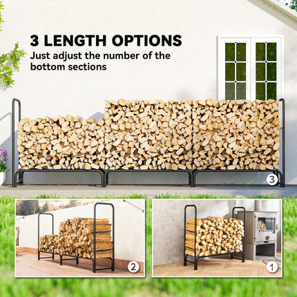 Firewood Rack with Waterproof Cover, Heavy Duty Metal Log Store Indoors, Log Sto