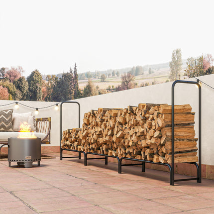 Firewood Rack with Waterproof Cover, Heavy Duty Metal Log Store Indoors, Log Sto
