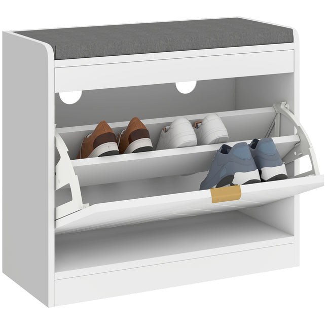 Shoe Storage with Seat, Upholstered Entryway Bench, Shoe Bench with 1 Flip Drawer and 4 Vents for 5 Pairs of Shoes