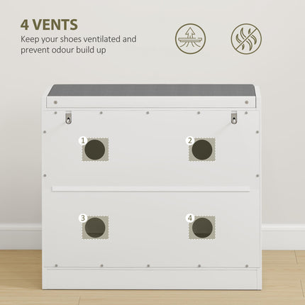 Shoe Storage with Seat, Upholstered Entryway Bench, Shoe Bench with 1 Flip Drawer and 4 Vents for 5 Pairs of Shoes