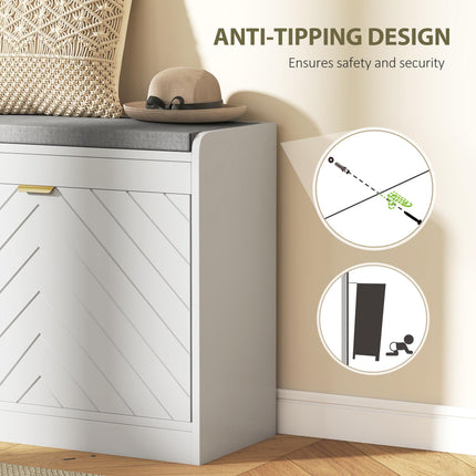 Shoe Storage with Seat, Upholstered Entryway Bench, Shoe Bench with 1 Flip Drawer and 4 Vents for 5 Pairs of Shoes