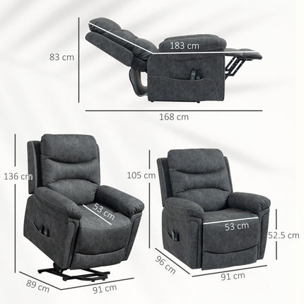Power Lift Recliner Chair with Vibration Massage, Heat, USB - Grey