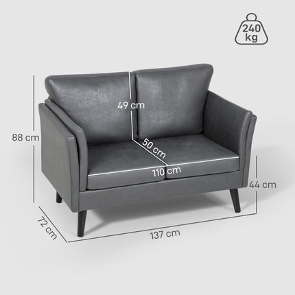 Two-Seater Leathaire Sofa - Grey