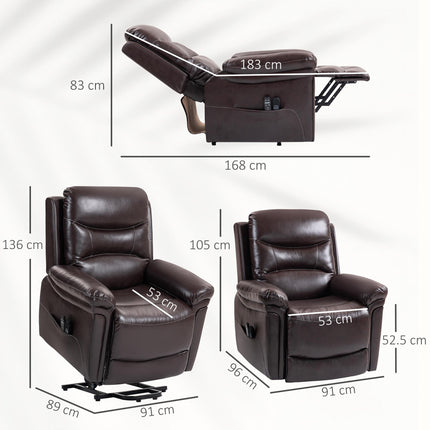 Power Lift Recliner Chair with Vibration Massage, Heat, USB - Brown
