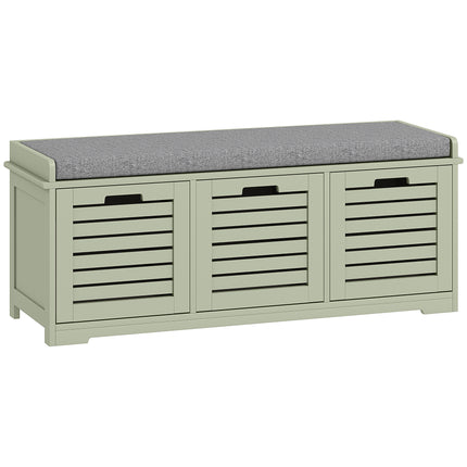 3-Drawer Shoe Storage Bench with 160kg Capacity & 3 fully pull-out drawers - Gre