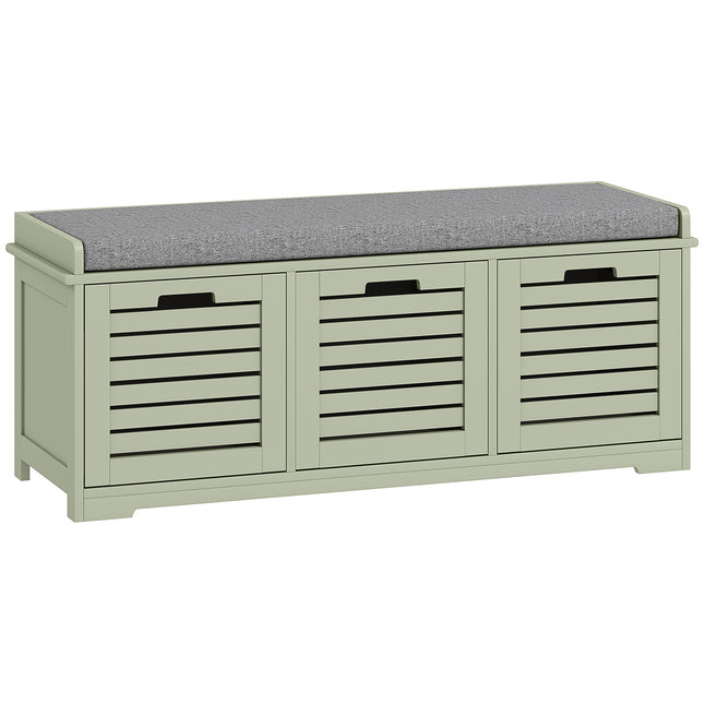 3-Drawer Shoe Storage Bench with 160kg Capacity & 3 fully pull-out drawers - Gre