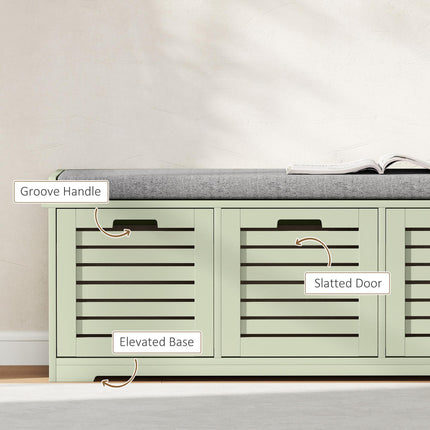 3-Drawer Shoe Storage Bench with 160kg Capacity & 3 fully pull-out drawers - Gre