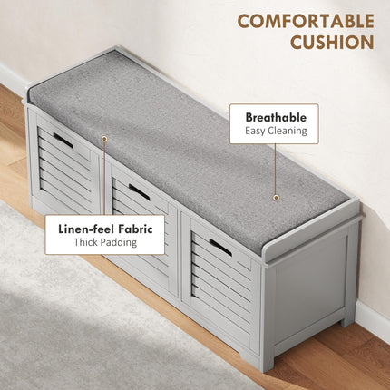 3-Drawer Shoe Storage Bench - Grey
