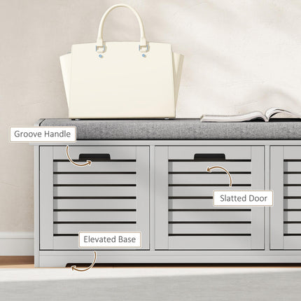 3-Drawer Shoe Storage Bench - Grey
