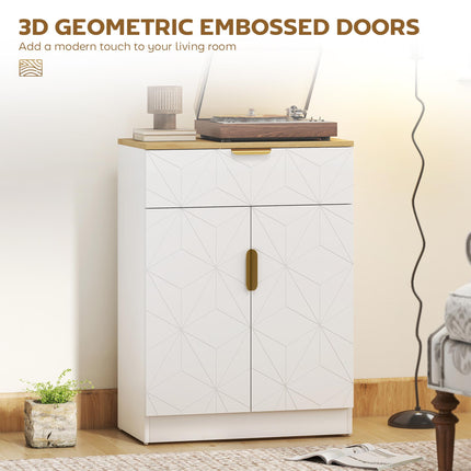Sideboard Storage Cabinet, Modern Storage Cupboard with Drawer and Adjustable Shelf for Living Room, Kitchen, Dining Room, Entryway, White