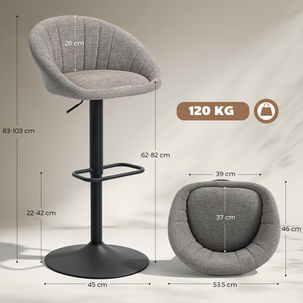Set of Two Relaxed Tub Bar Stools - Grey
