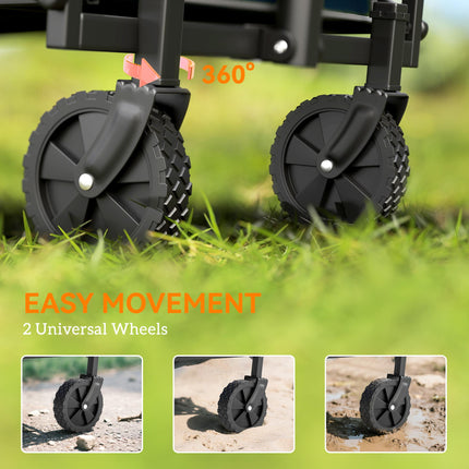 62L Festival Trolley on Wheels, Portable Small Folding Trolley Cart, 60kg Heavy Duty Collapsible Foldable Wagon with Adjustable Handle and Carrying Bag for Beach, Camping, Garden, Blue