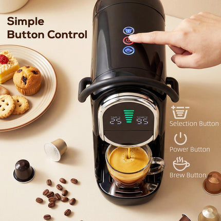 Pod Coffee Machine for Nespresso, Dolce Gusto Capsule & Ground Coffee, Small Sem