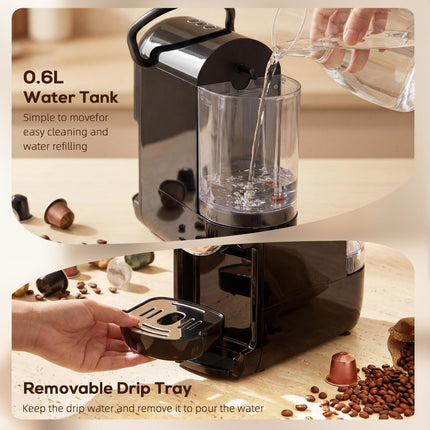 Pod Coffee Machine for Nespresso, Dolce Gusto Capsule & Ground Coffee, Small Sem