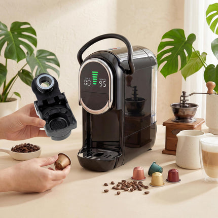 Pod Coffee Machine for Nespresso, Dolce Gusto Capsule & Ground Coffee, Small Sem