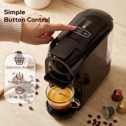 Pod Coffee Machine for Nespresso, Dolce Gusto Capsule & Ground Coffee, Small Sem