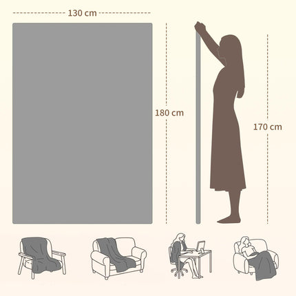Heated Blanket 180 x 130cm, Electric Throw Blanket with 10 Heat Levels and 10H T