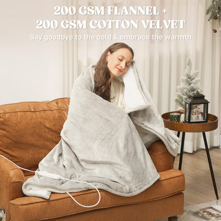 Heated Blanket 180 x 130cm, Electric Throw Blanket with 10 Heat Levels and 10H T
