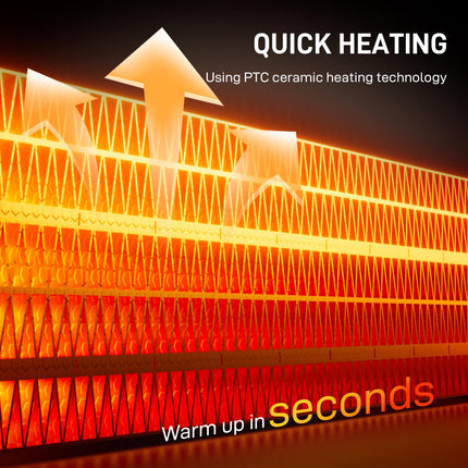 Ceramic Electric Heater, 1500W Fan Space Heater with 3 Modes, 24H Timer, Flame Effect, Oscillation for Bedroom, White