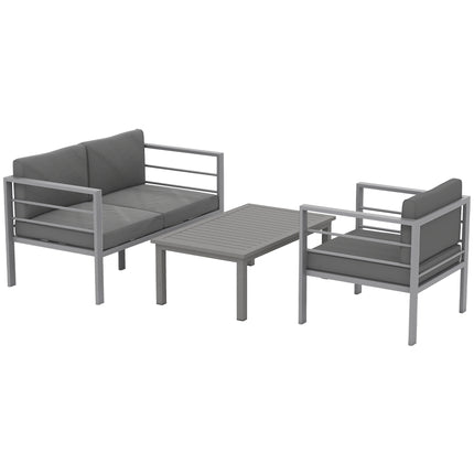 4 Piece Garden Furniture Set, 4 Seater Aluminium Garden Sofa Set with 2 Armchair
