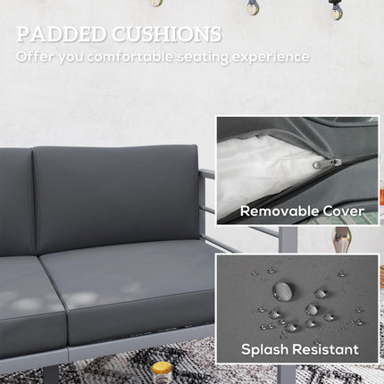 4 Piece Garden Furniture Set, 4 Seater Aluminium Garden Sofa Set with 2 Armchair