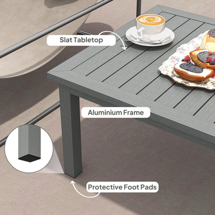 4 Piece Garden Furniture Set, 4 Seater Aluminium Garden Sofa Set with 2 Armchair