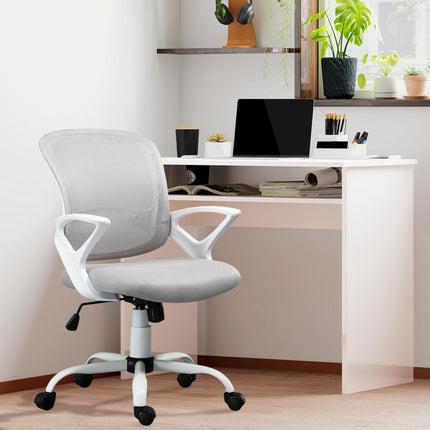 Home Office Chair and Computer Desk Set, Mesh Chair with Swivel Wheels, Study De