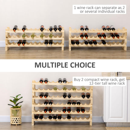 Six-Tier, 72 Bottle Wooden Wine Rack Set of 2 - Natural