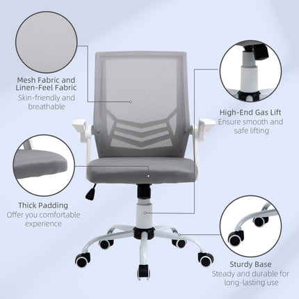 Home Office Chair and Computer Desk Set, Mesh Chair with with 90¬∞ Flip-up Armre