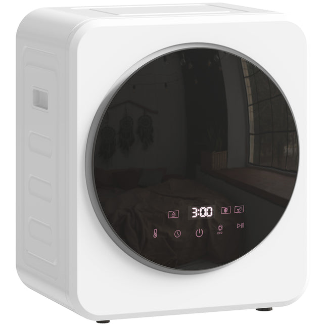 4 kg Vented Tumble Dryer, 800W Compact Freestanding Front Tumble Dryer with Stainless Steel Tub and Customisable Timer, Wall-Mounted Portable Small Clothes Drying Machine, White
