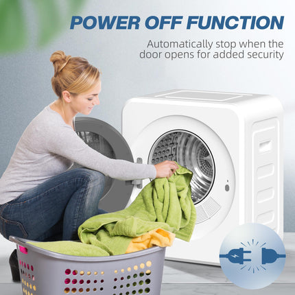 4 kg Vented Tumble Dryer, 800W Compact Freestanding Front Tumble Dryer with Stainless Steel Tub and Customisable Timer, Wall-Mounted Portable Small Clothes Drying Machine, White
